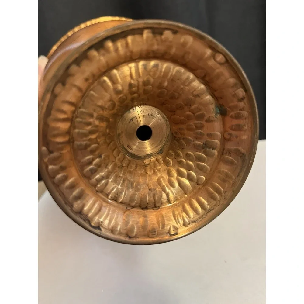 VTG Copper Chalice Planter Hammered Base Stem Natural Petina Garden Decor